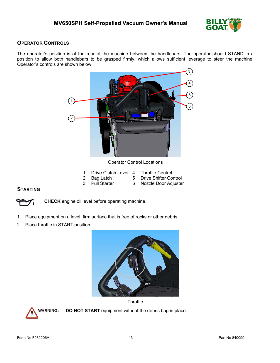 Billy Goat MV650SPH User Manual | Page 13 / 34