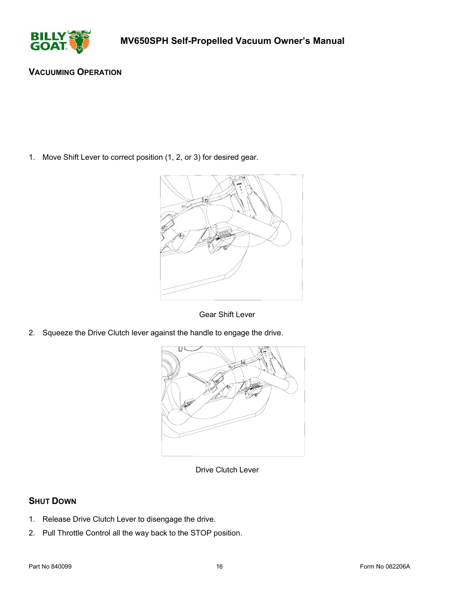 Billy Goat MV650SPH User Manual | Page 16 / 34