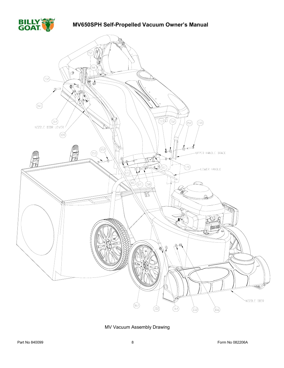 Mv650sph self-propelled vacuum owner’s manual | Billy Goat MV650SPH User Manual | Page 8 / 34