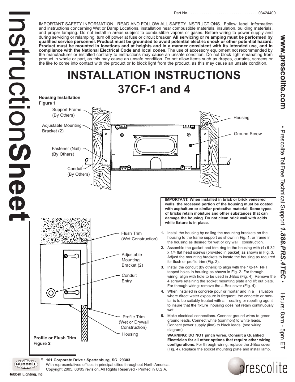 Prescolite 37CF-1, 4 User Manual | 2 pages