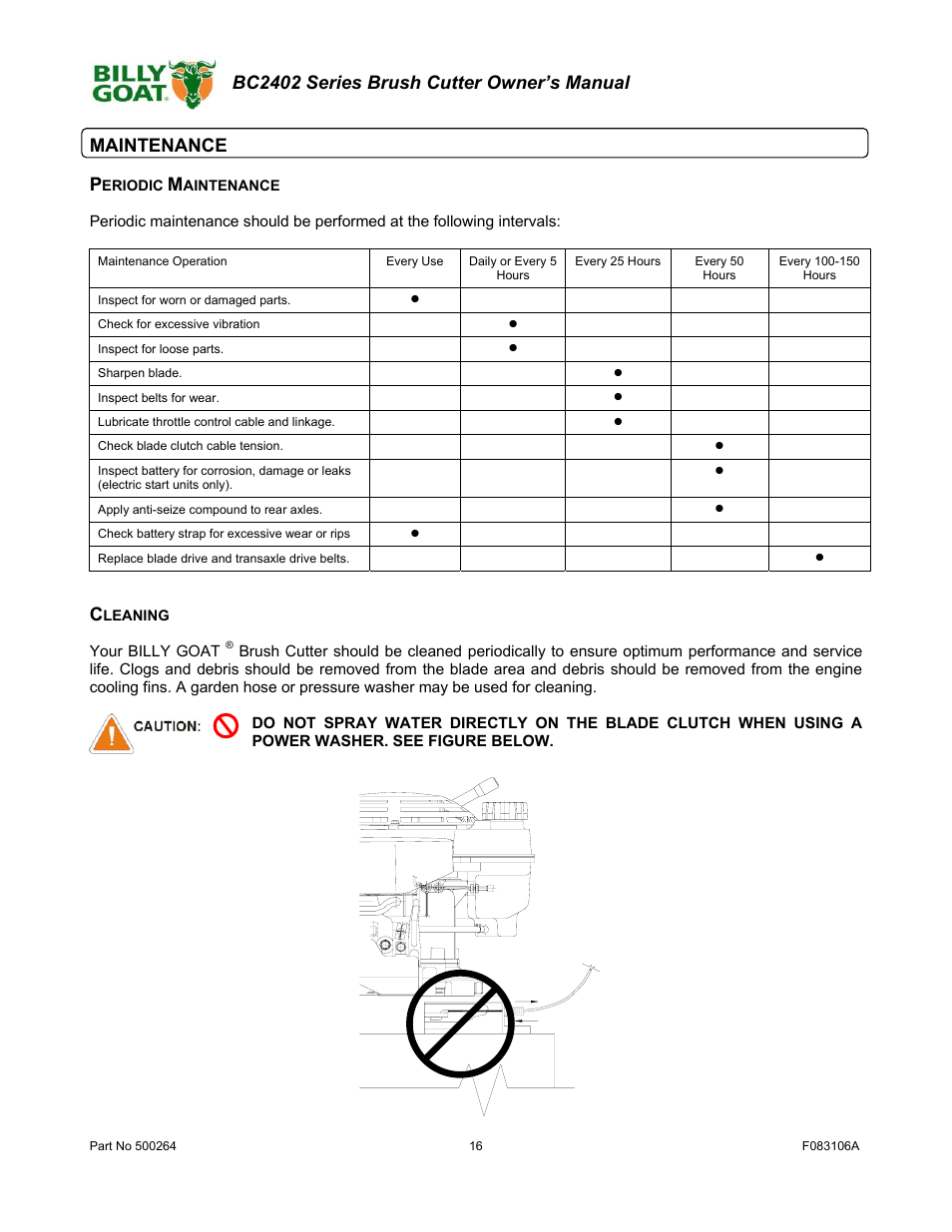 Billy Goat BC2402 User Manual | Page 16 / 36