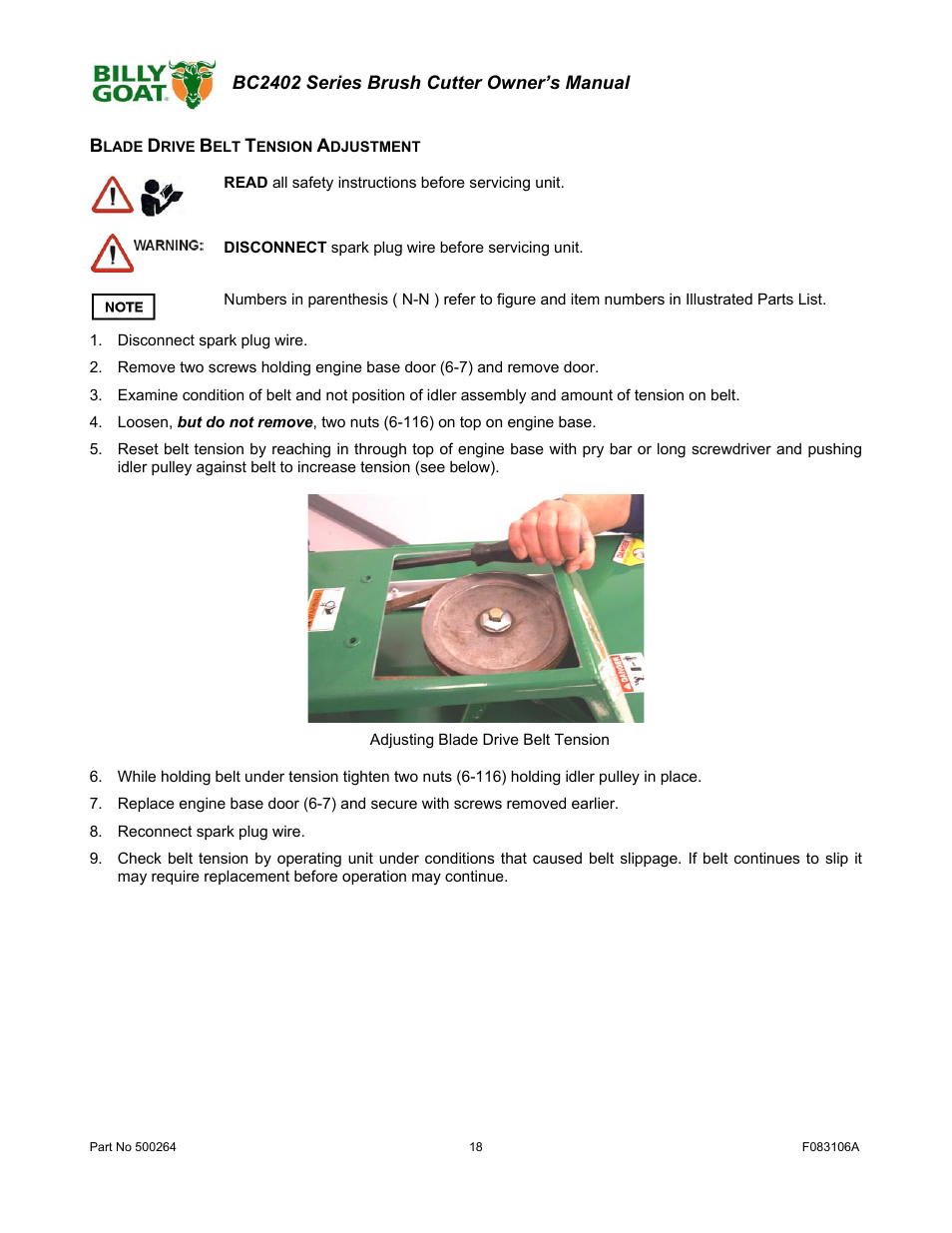 Billy Goat BC2402 User Manual | Page 18 / 36