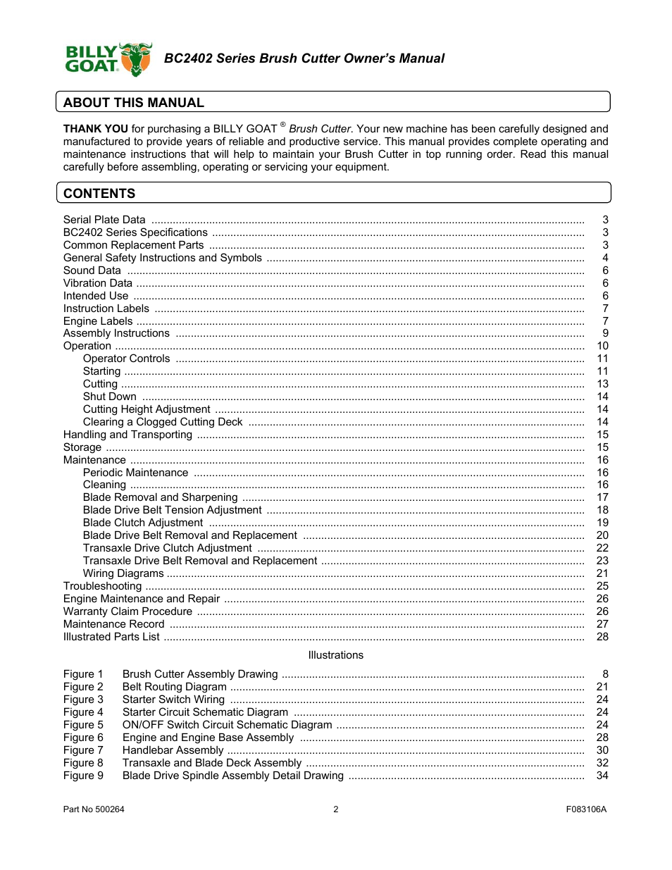 Billy Goat BC2402 User Manual | Page 2 / 36