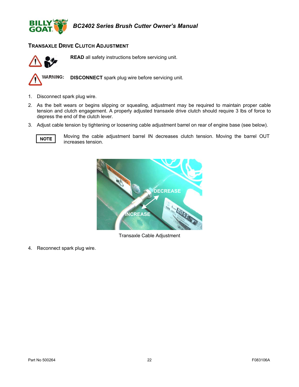 Billy Goat BC2402 User Manual | Page 22 / 36