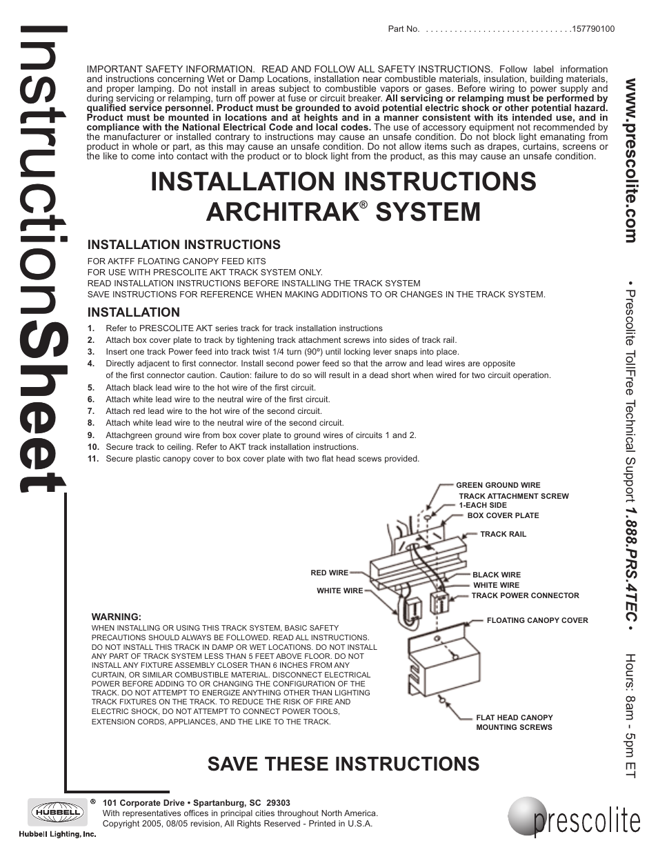 Prescolite ARCHITRAK SYSTEM v.2 User Manual | 1 page