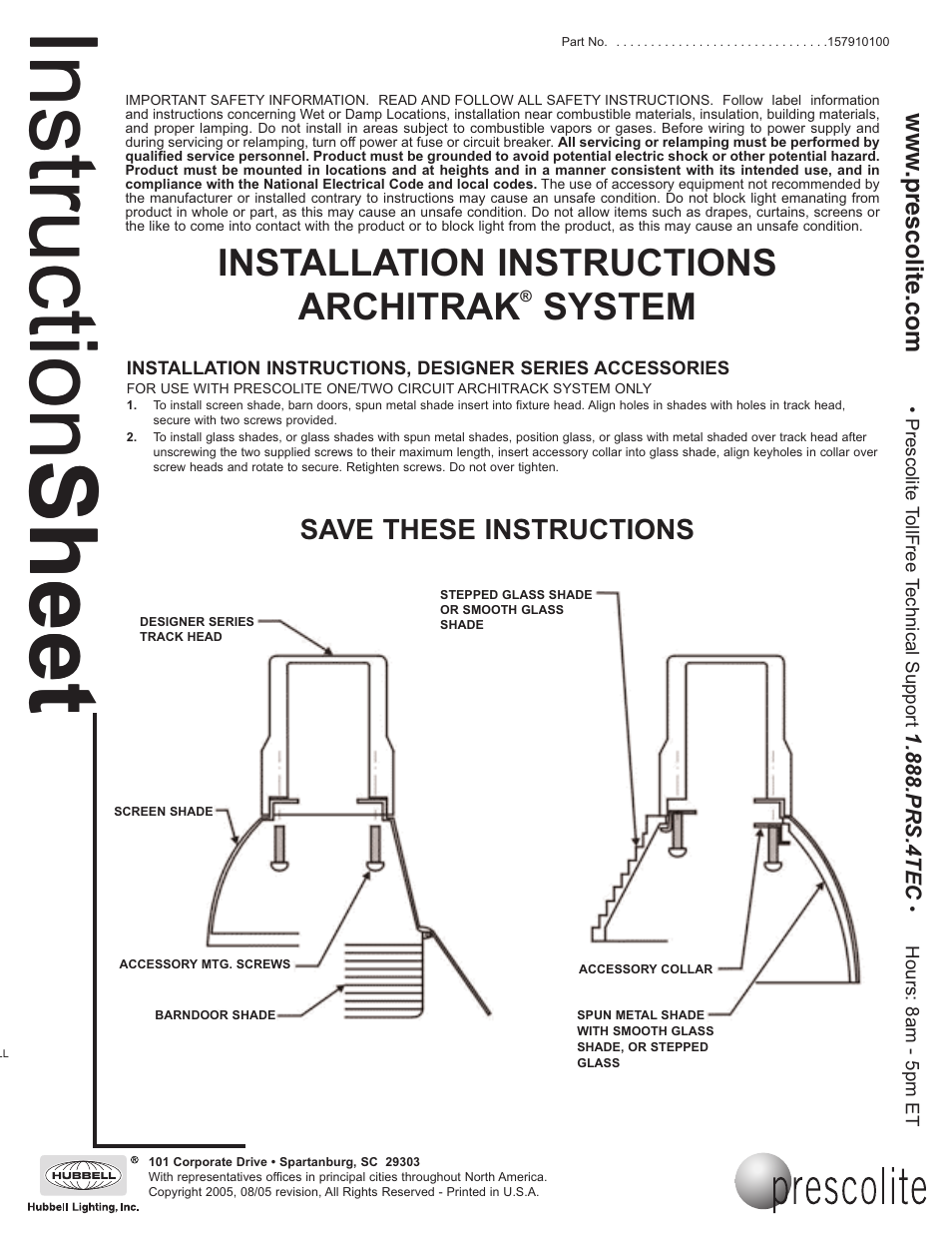 Prescolite ARCHITRAK SYSTEM Designer Series Accessories User Manual | 1 page