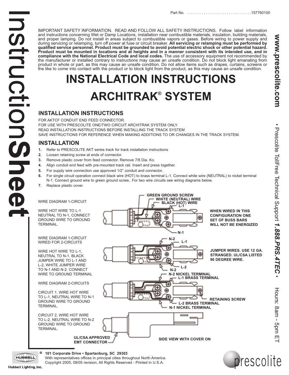 Prescolite ARCHITRAK SYSTEM AKTCF - Conduit End Joiner User Manual | 1 page