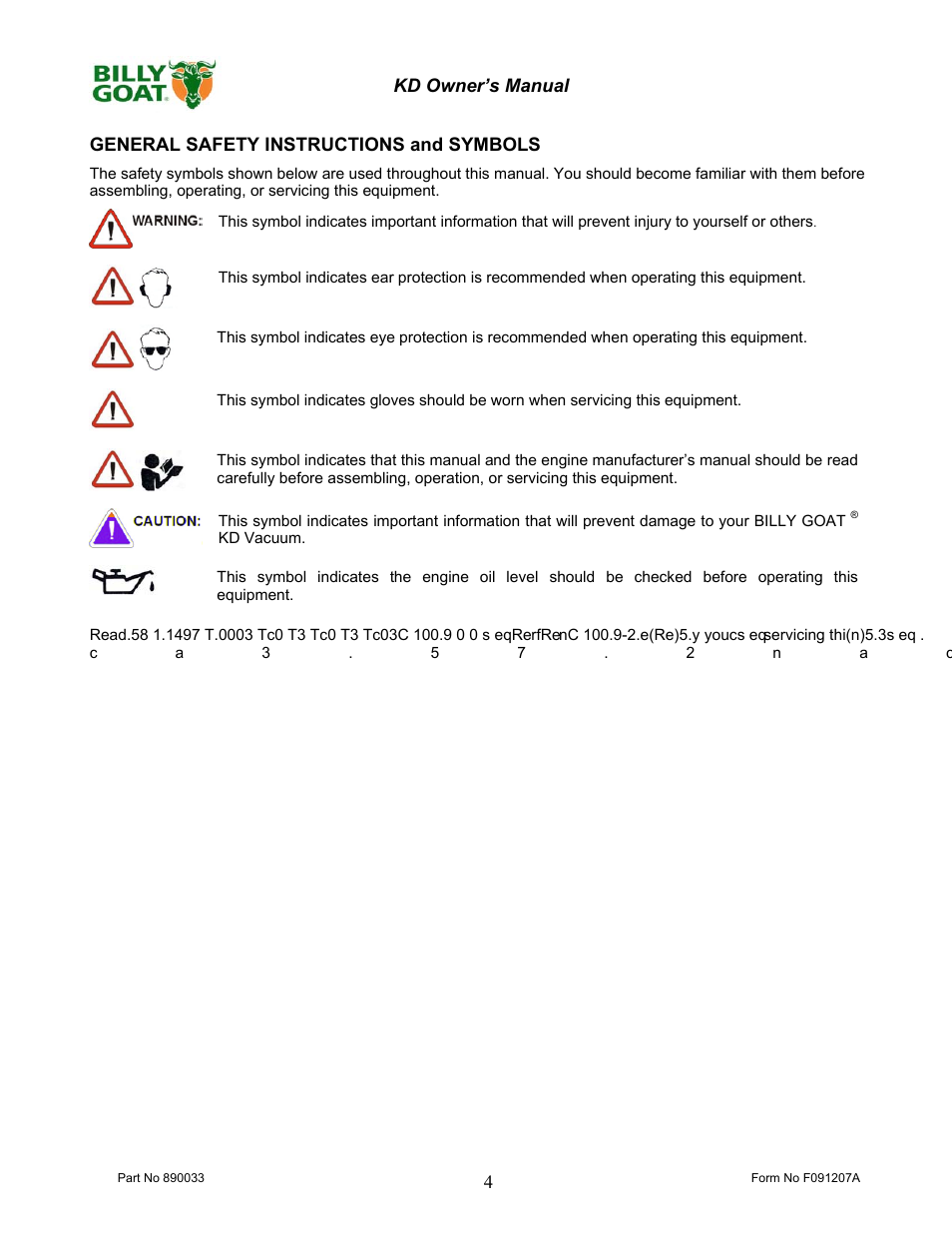 Billy Goat KD612 User Manual | Page 4 / 16
