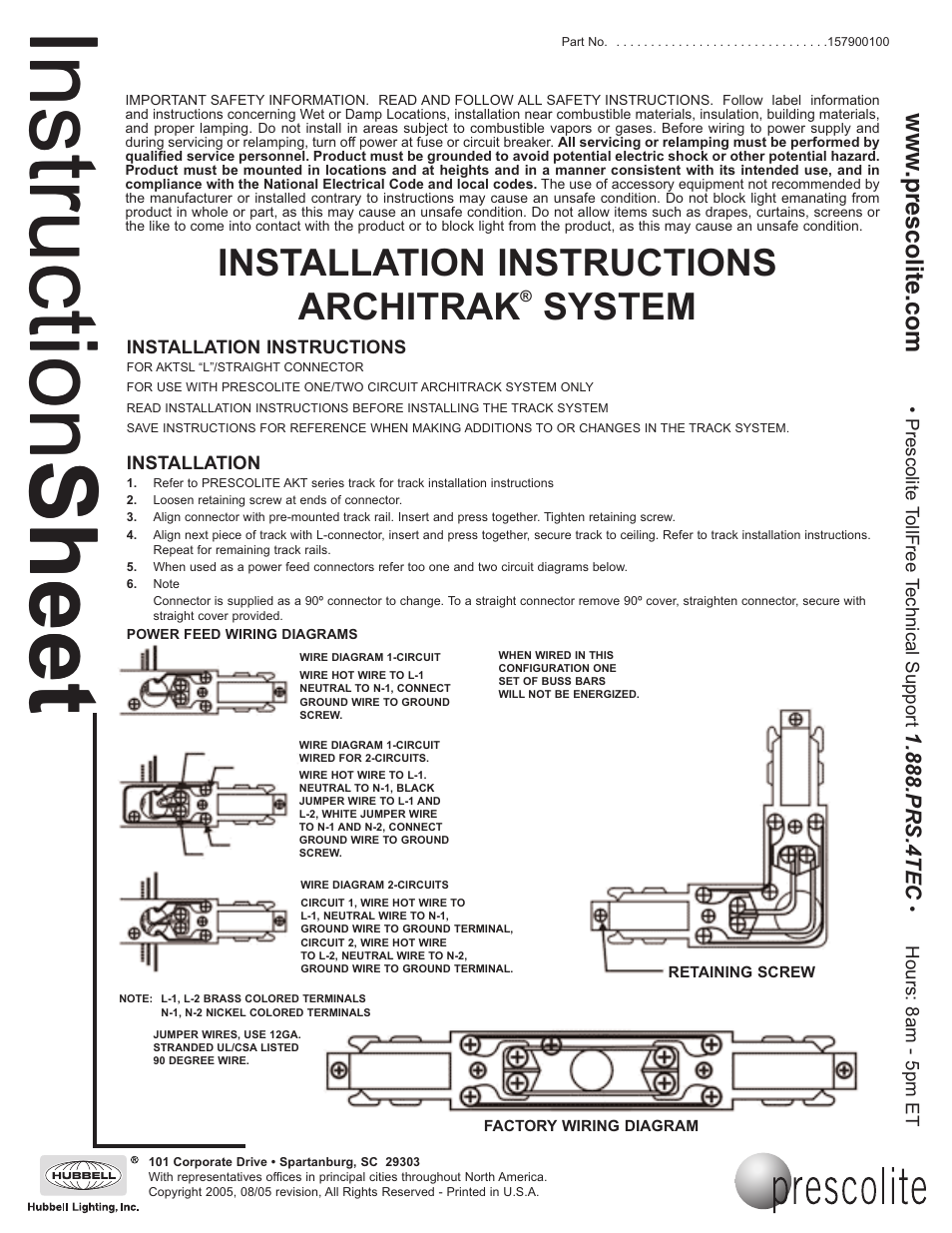 Prescolite ARCHITRAK SYSTEM AKTSL - Straight/L Joiner User Manual | 1 page