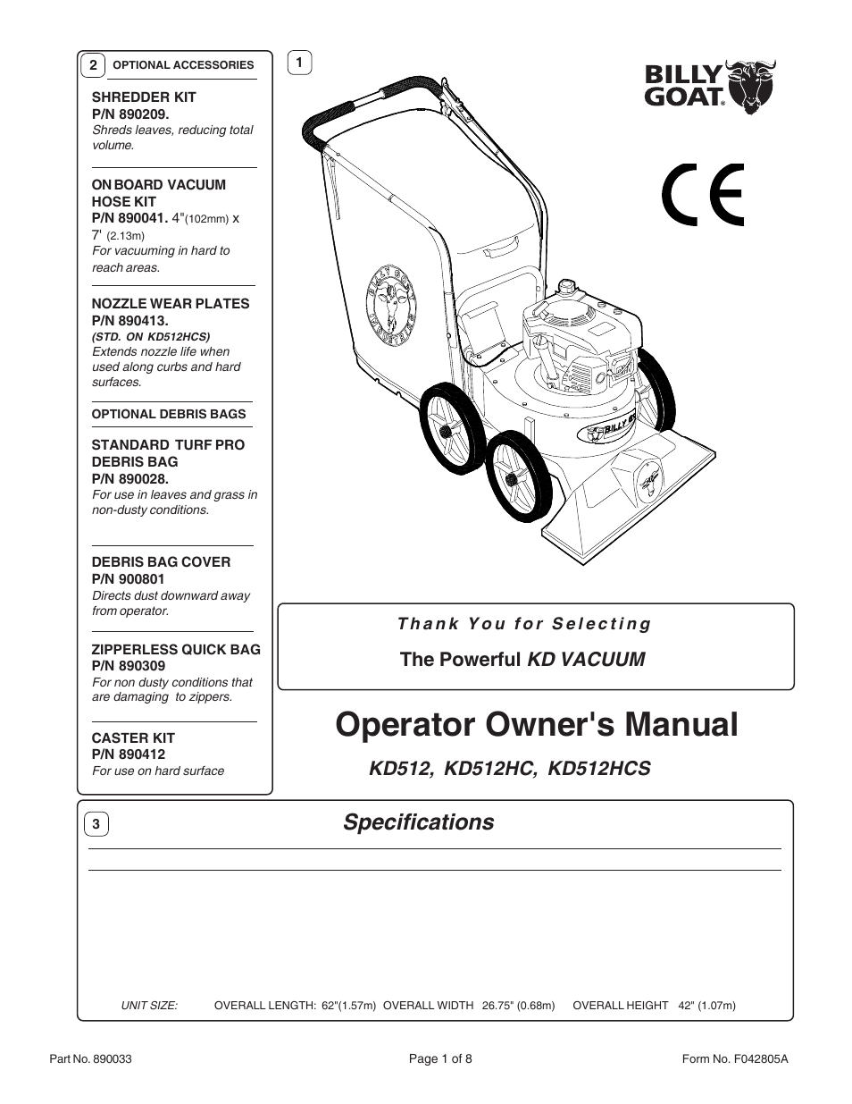 Billy Goat KD512  EN User Manual | 8 pages