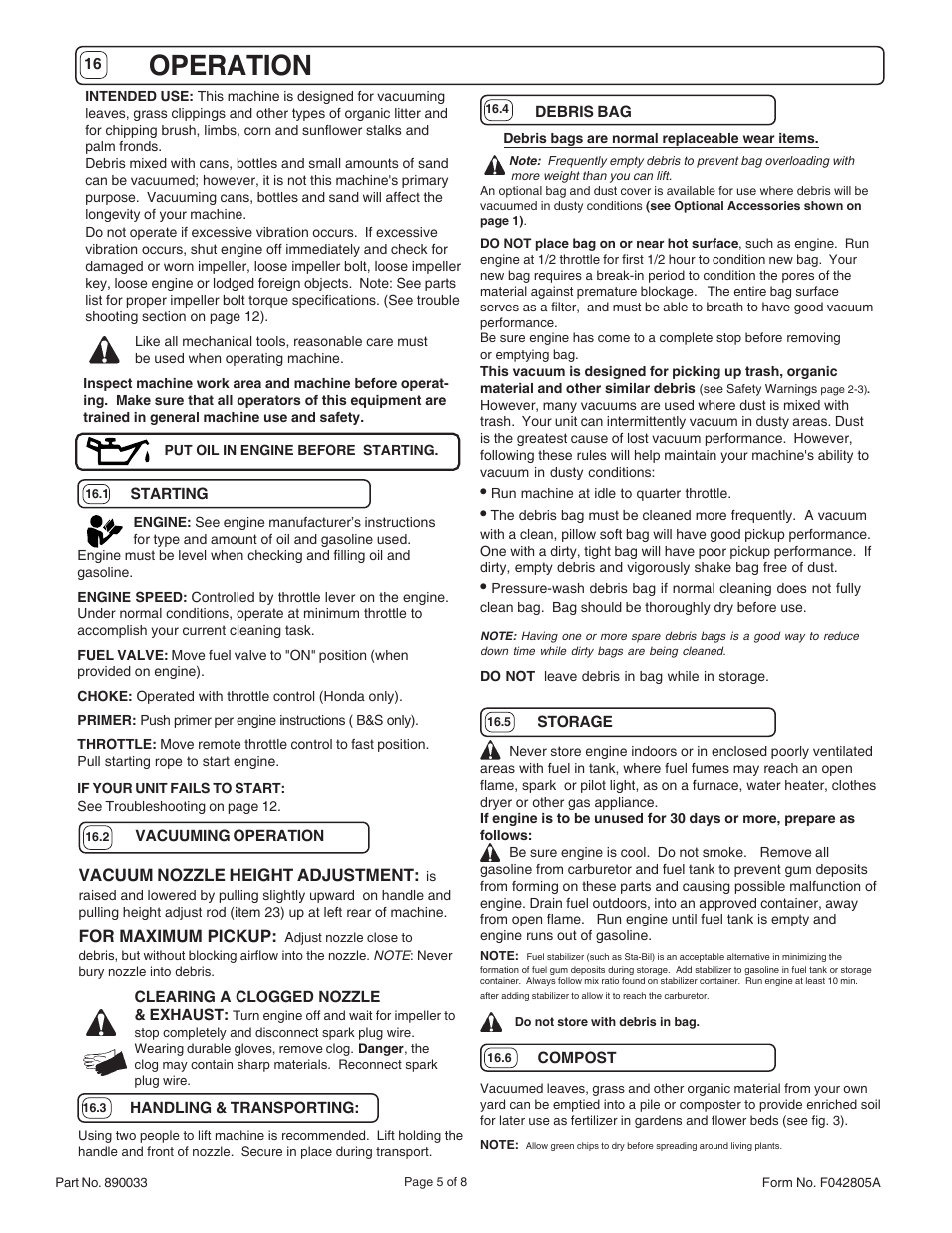 Operation | Billy Goat KD512  EN User Manual | Page 5 / 8