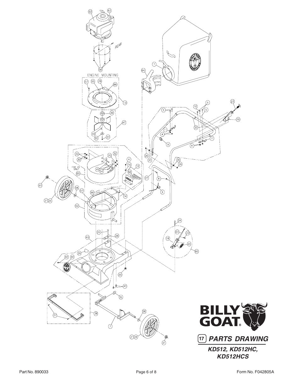 Parts drawing | Billy Goat KD512  EN User Manual | Page 6 / 8
