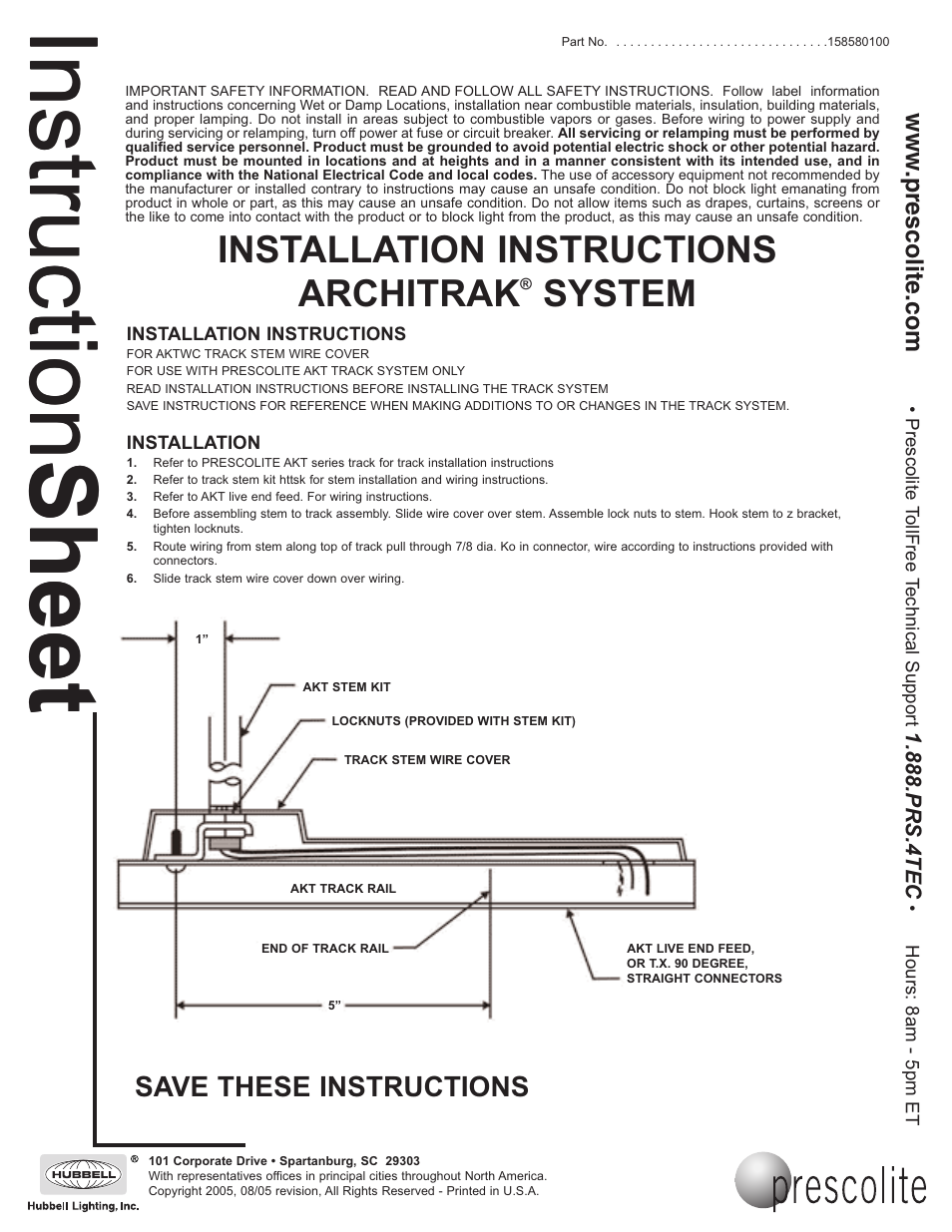 Prescolite ARCHITRAK SYSTEM AKTWC - Wireway Cover User Manual | 1 page