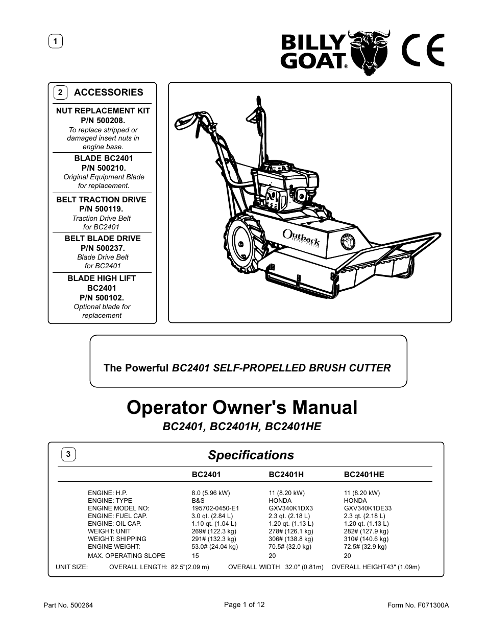 Billy Goat BC2401 User Manual | 12 pages