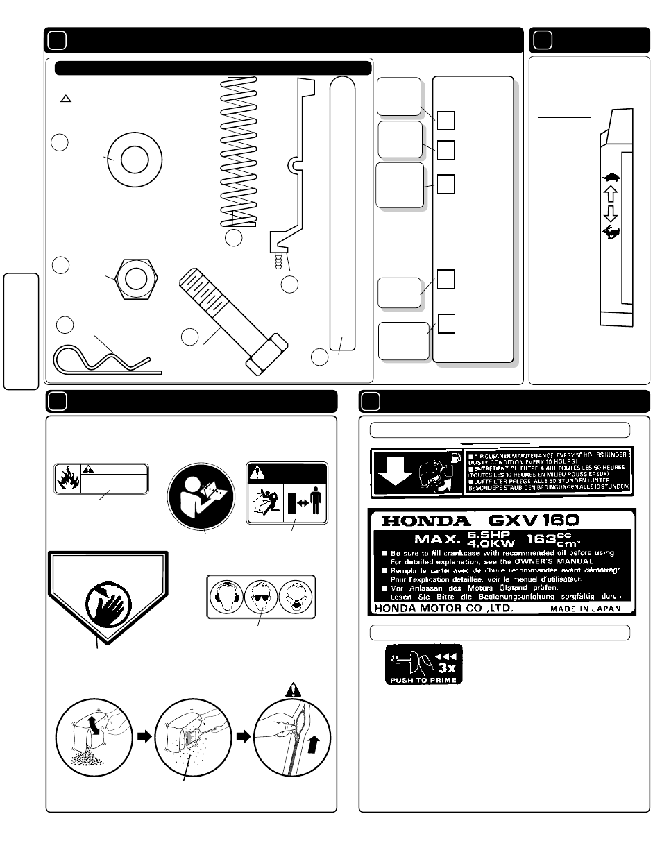 Danger, Controls, Engine labels | Instruction labels | Billy Goat KD502ICQ User Manual | Page 4 / 8