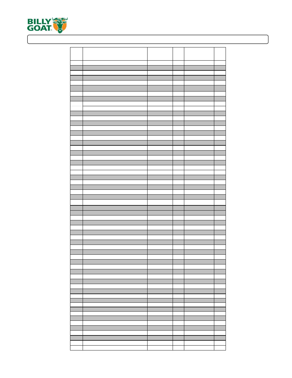 9 kv push owner’s manual, Parts list | Billy Goat KV600FB User Manual | Page 9 / 9