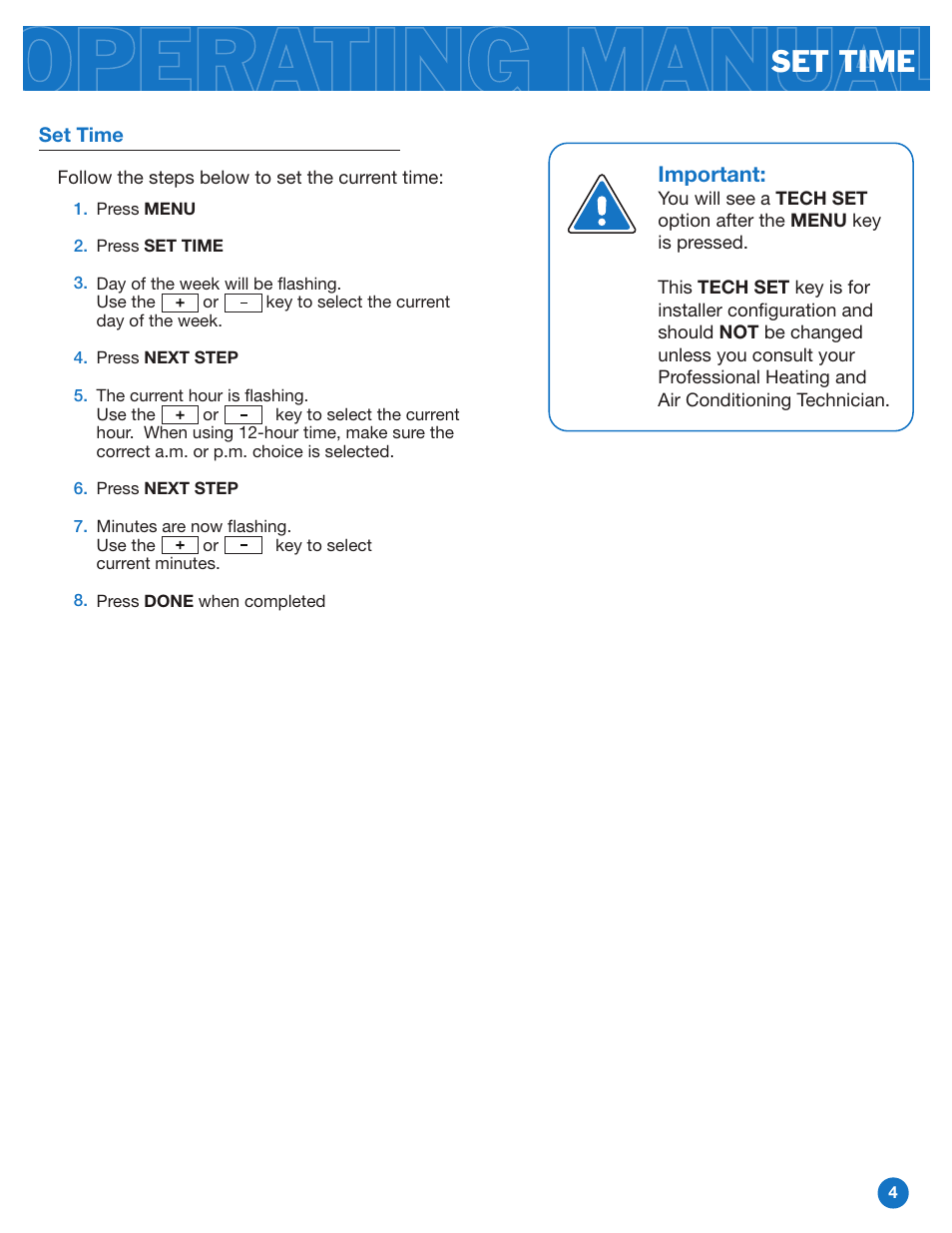 Set time | Pro1 T721 Operation manual User Manual | Page 4 / 6