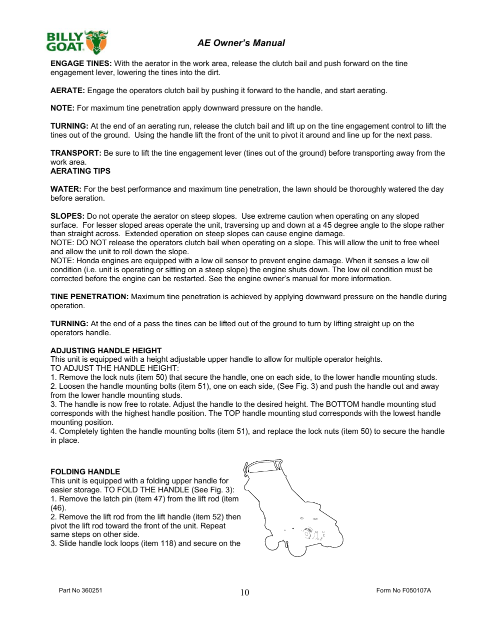 Billy Goat AE400H User Manual | Page 10 / 20