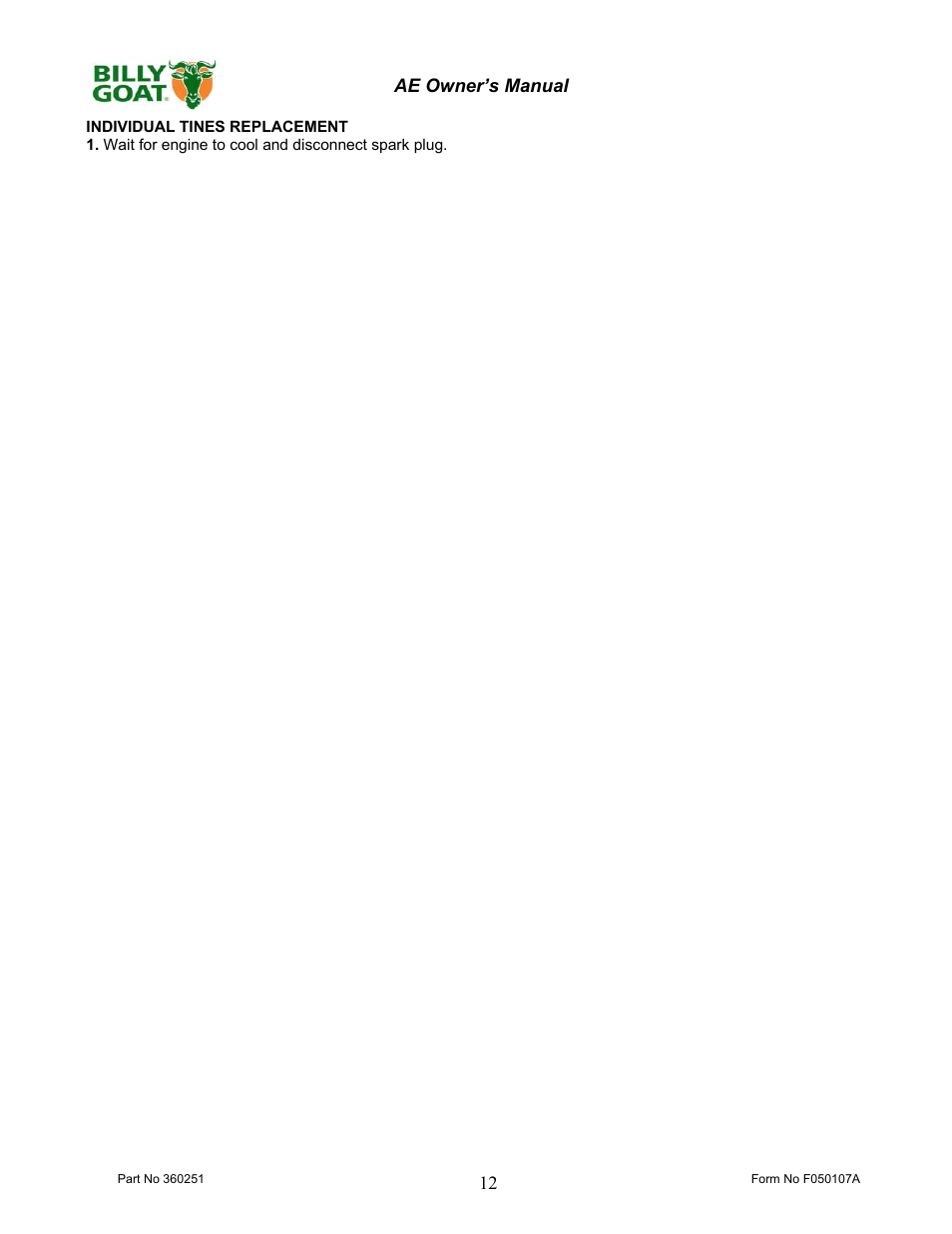 Billy Goat AE400H User Manual | Page 12 / 20