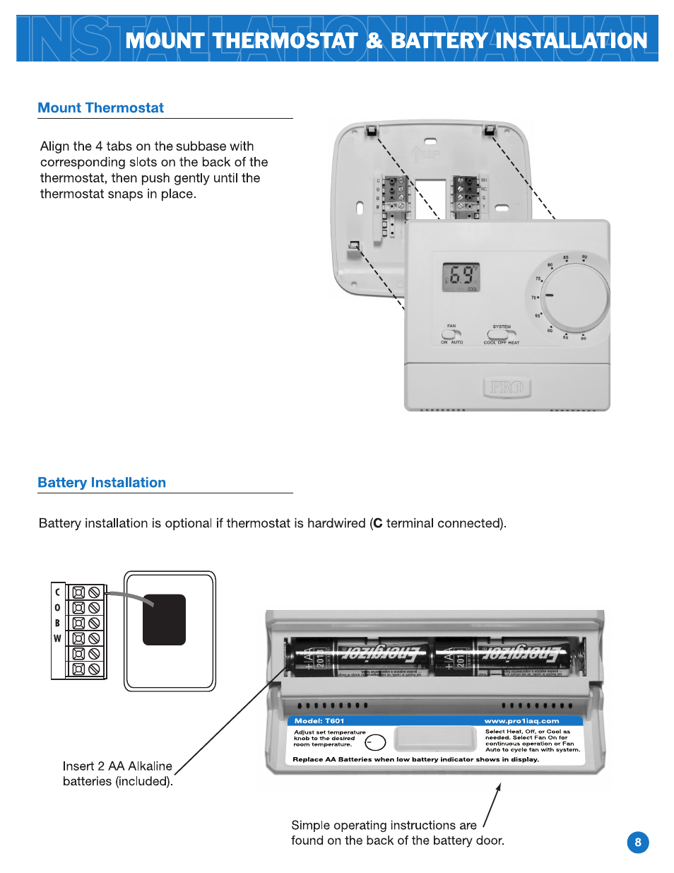 Pro1 T601 Installation manual User Manual | Page 8 / 9