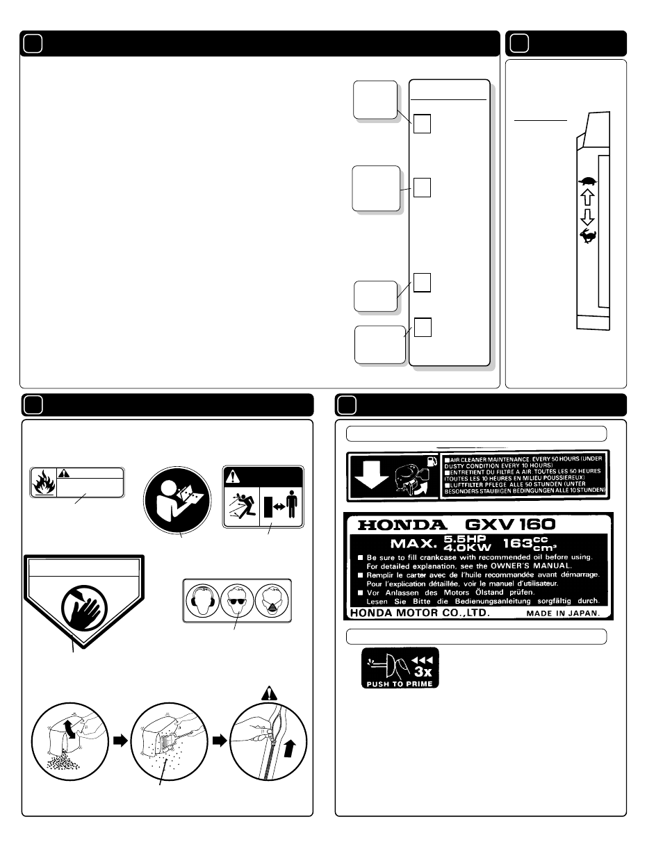 Danger, Controls, Engine labels | Instruction labels | Billy Goat KD505ICQ User Manual | Page 4 / 8