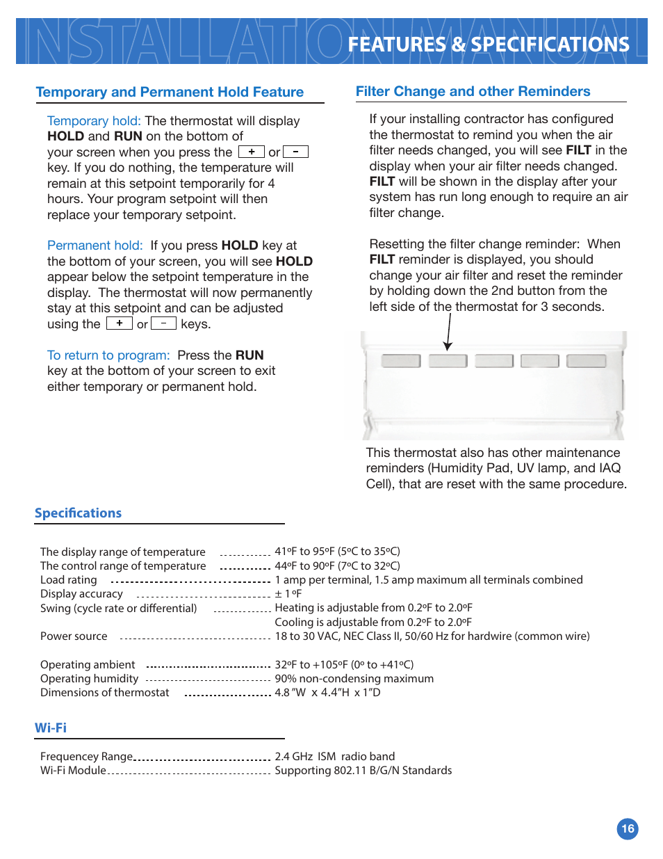 Features & specifications | Pro1 T855i Installation manual User Manual | Page 16 / 16