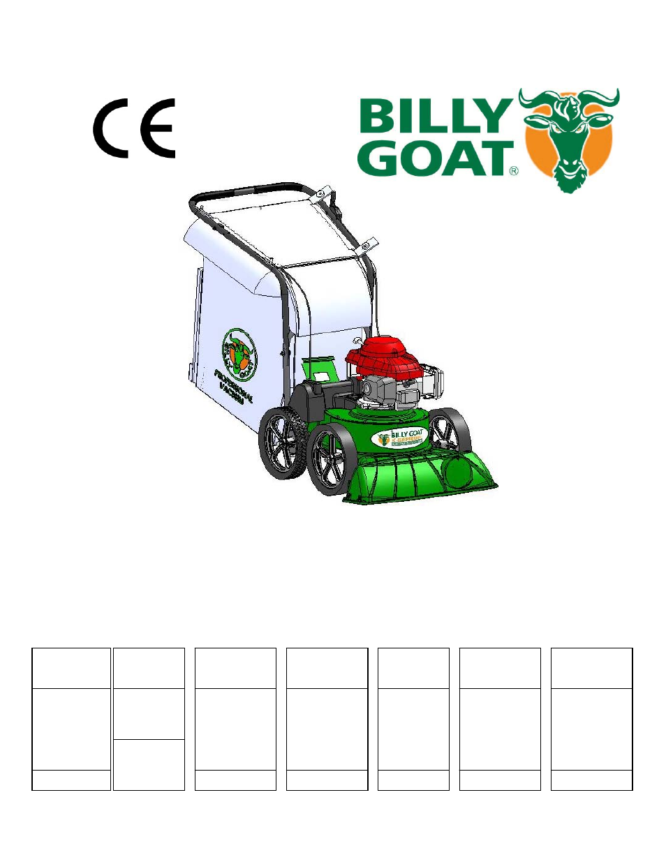Billy Goat TKV650SPHFB User Manual | 14 pages
