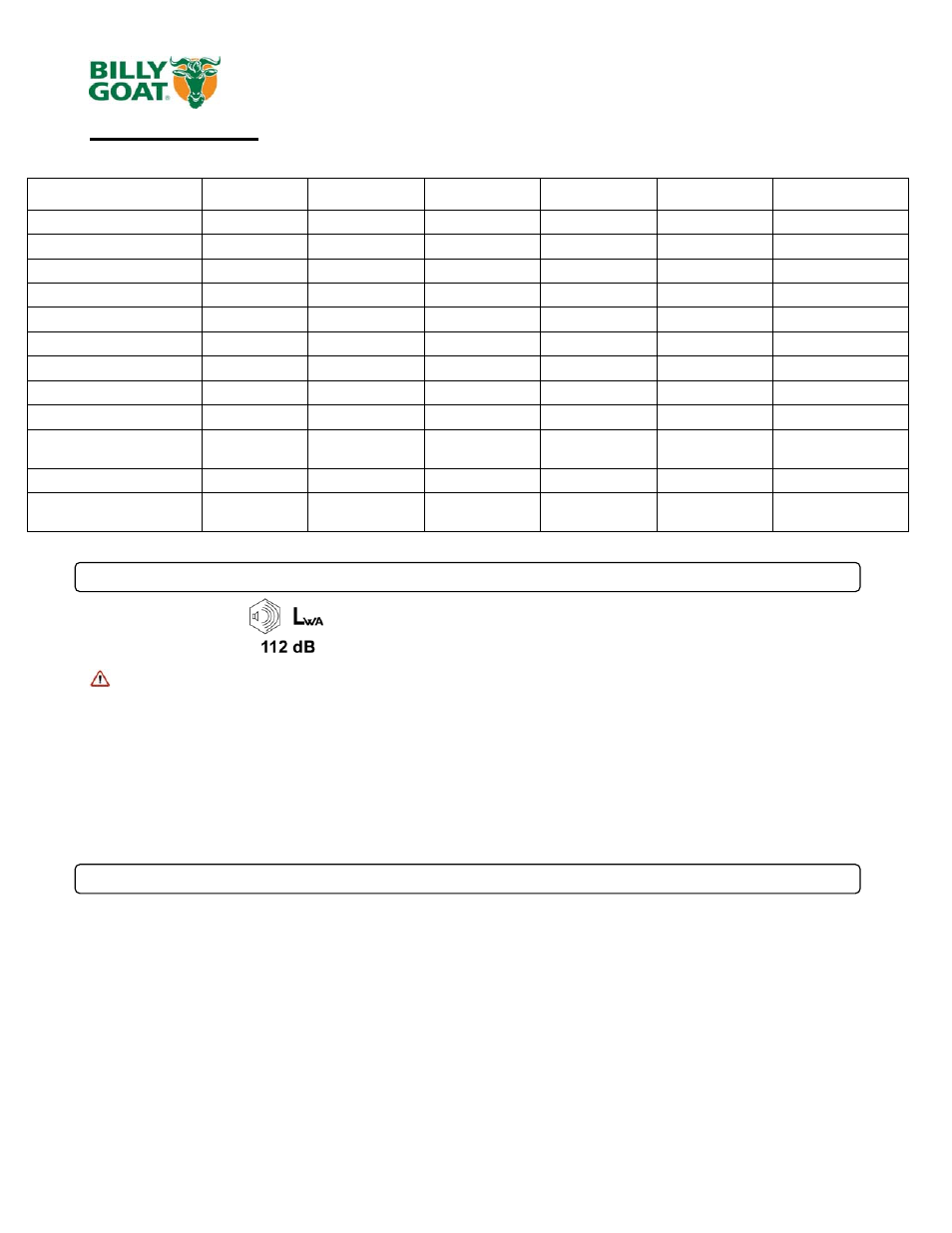 Specifications, 3 kvsp/tkvsp owner’s manual | Billy Goat TKV650SPHFB User Manual | Page 3 / 14