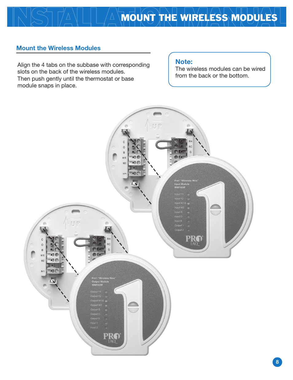 Mount the wireless modules | Pro1 WW160W User Manual | Page 8 / 9