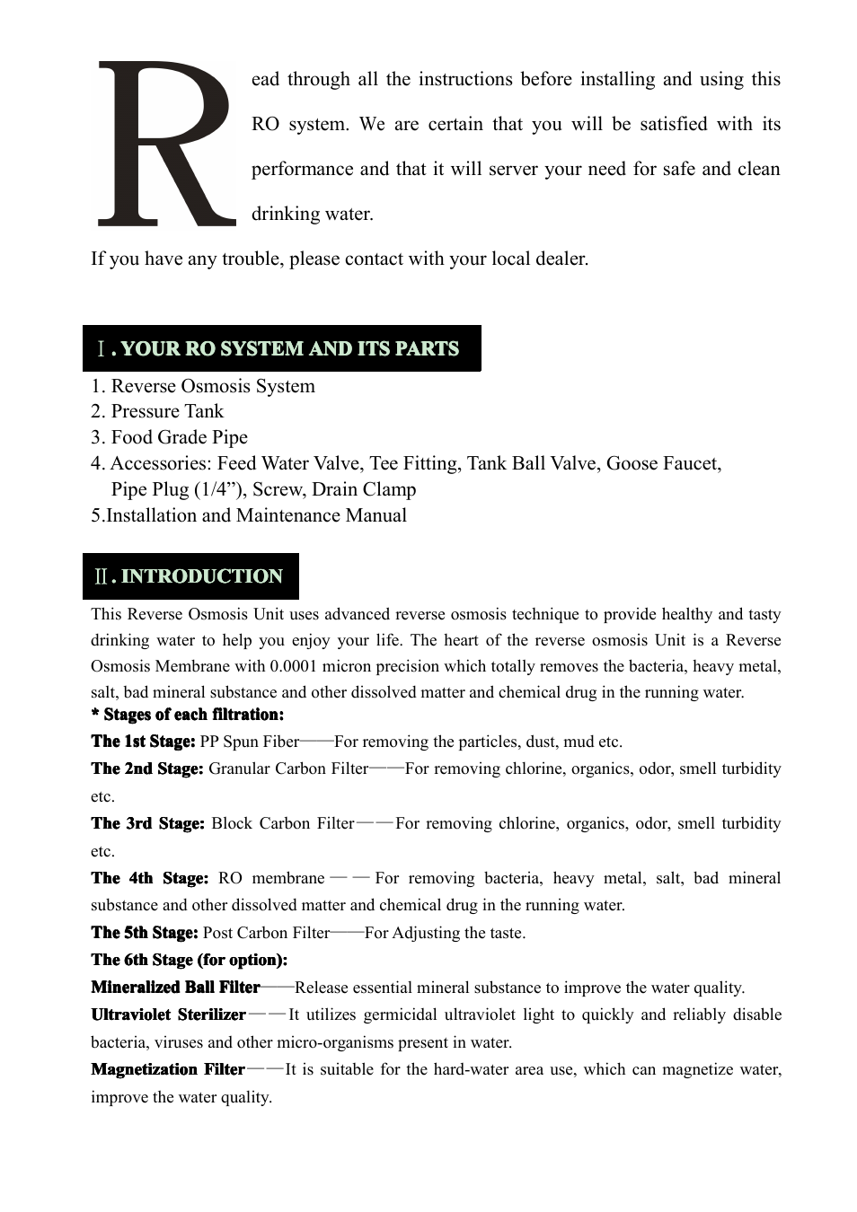 Purenex 6-Stage 75 GPD UV Ultra Violet Reverse Osmosis RO Water System User Manual | Page 2 / 13