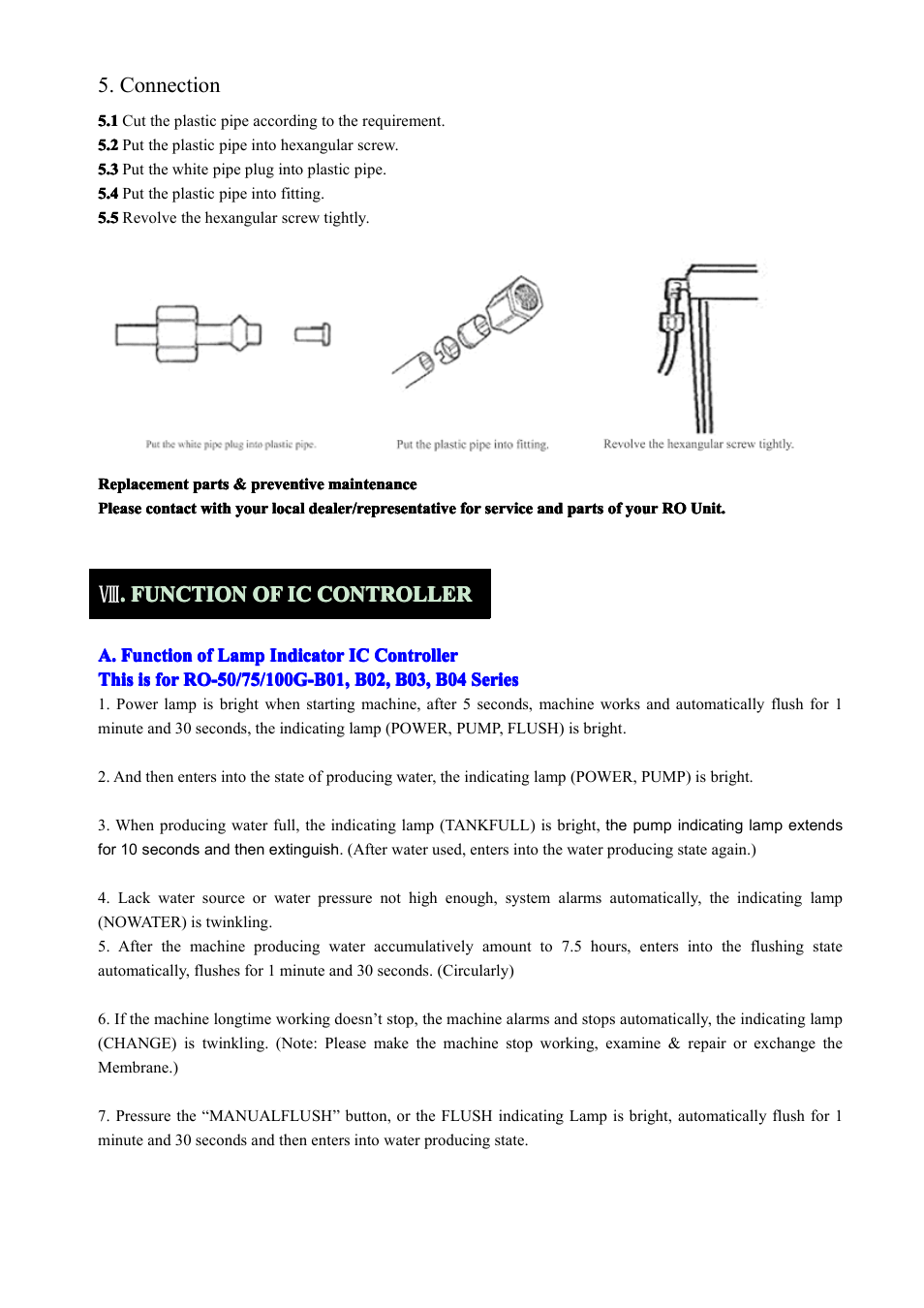 Connection | Purenex 6-Stage 75 GPD UV Ultra Violet Reverse Osmosis RO Water System User Manual | Page 9 / 13