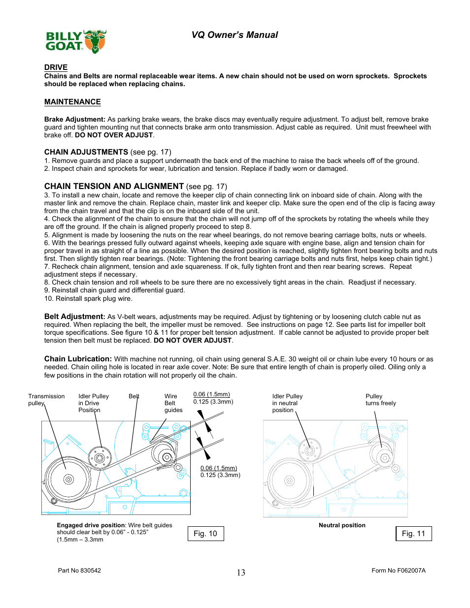 13 vq owner’s manual | Billy Goat VQ902SPH User Manual | Page 13 / 20