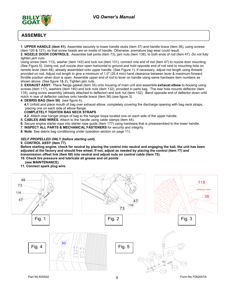 Billy Goat VQ902SPH User Manual | Page 9 / 20