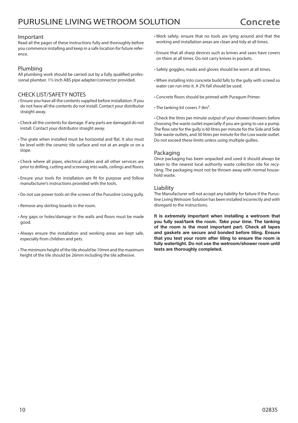 Concrete, Purusline living wetroom solution | Purus Living 600 - Drop/Twist Grate User Manual | Page 10 / 16