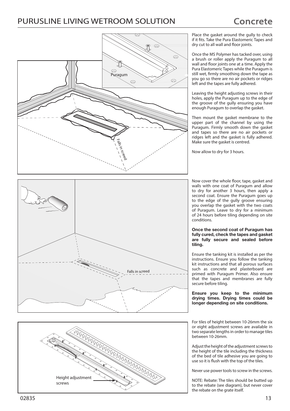 Concrete, Purusline living wetroom solution | Purus Living 600 - Drop/Twist Grate User Manual | Page 13 / 16