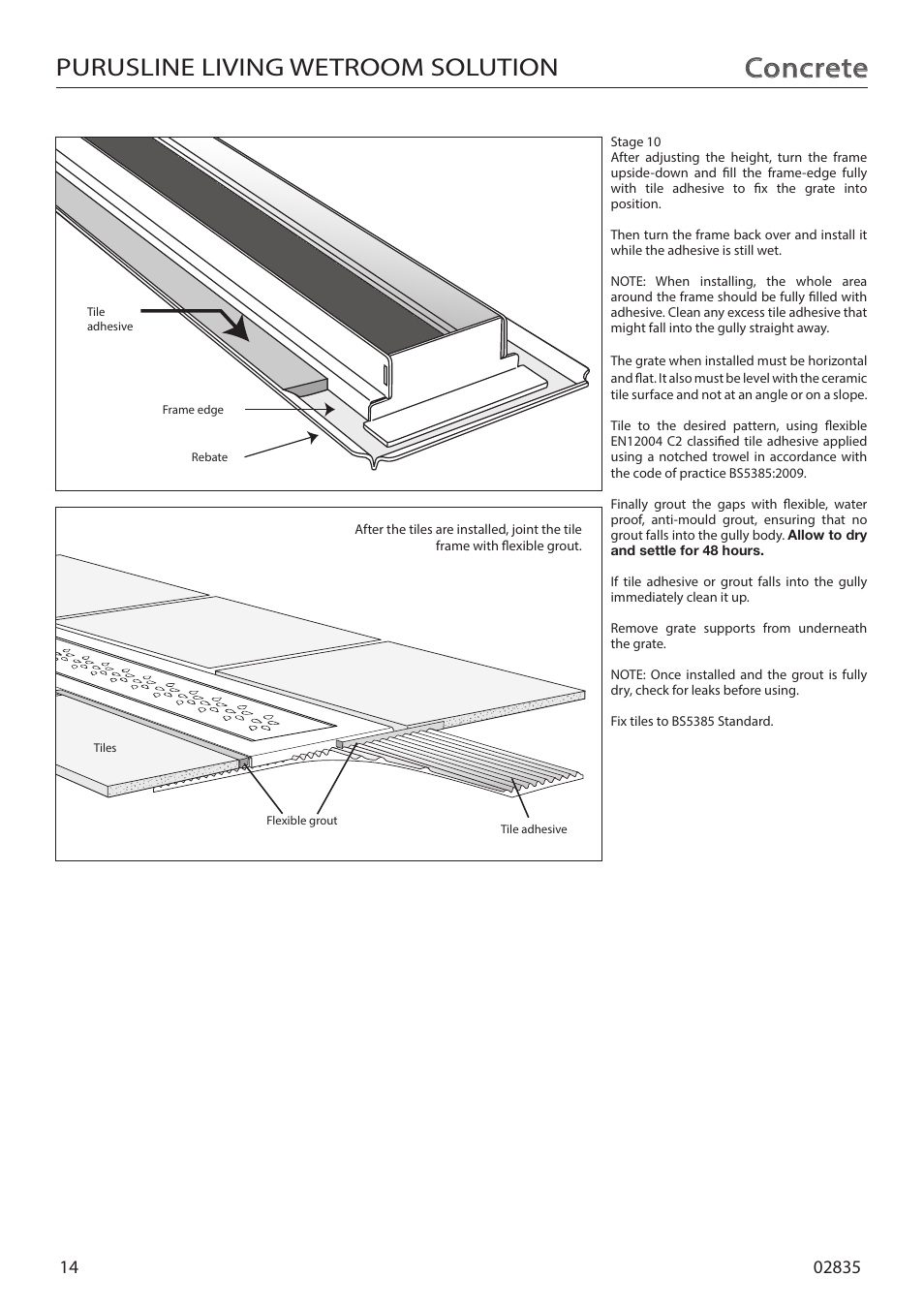 Concrete, Purusline living wetroom solution | Purus Living 600 - Drop/Twist Grate User Manual | Page 14 / 16