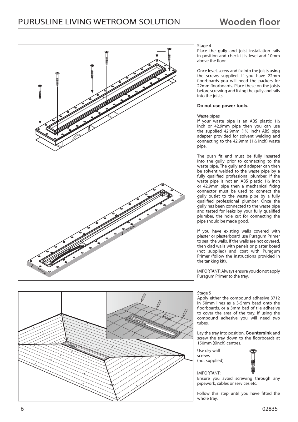 Wooden floor, Purusline living wetroom solution | Purus Living 600 - Drop/Twist Grate User Manual | Page 6 / 16