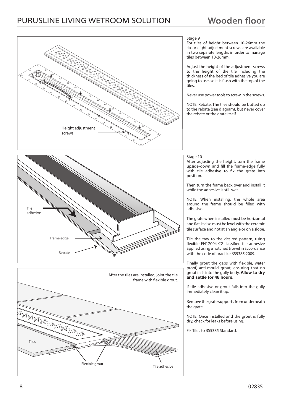 Wooden floor, Purusline living wetroom solution | Purus Living 600 - Drop/Twist Grate User Manual | Page 8 / 16