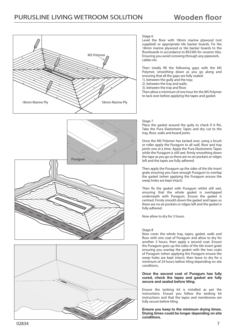 Wooden floor, Purusline living wetroom solution | Purus Living 600 - Tile Insert Grate User Manual | Page 7 / 16