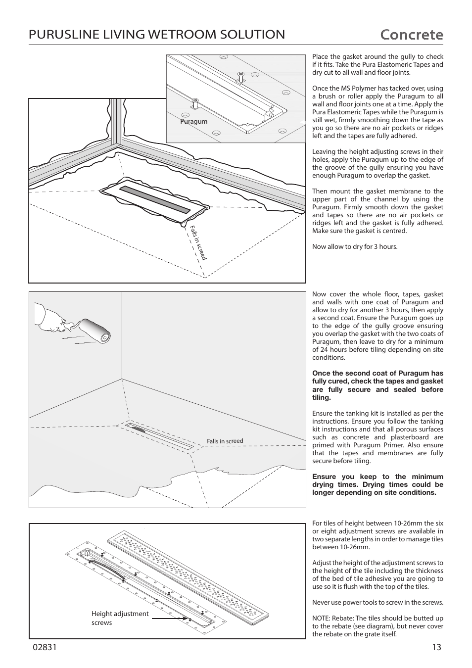 Concrete, Purusline living wetroom solution | Purus Living 800 - Drop/Twist Grate User Manual | Page 13 / 16