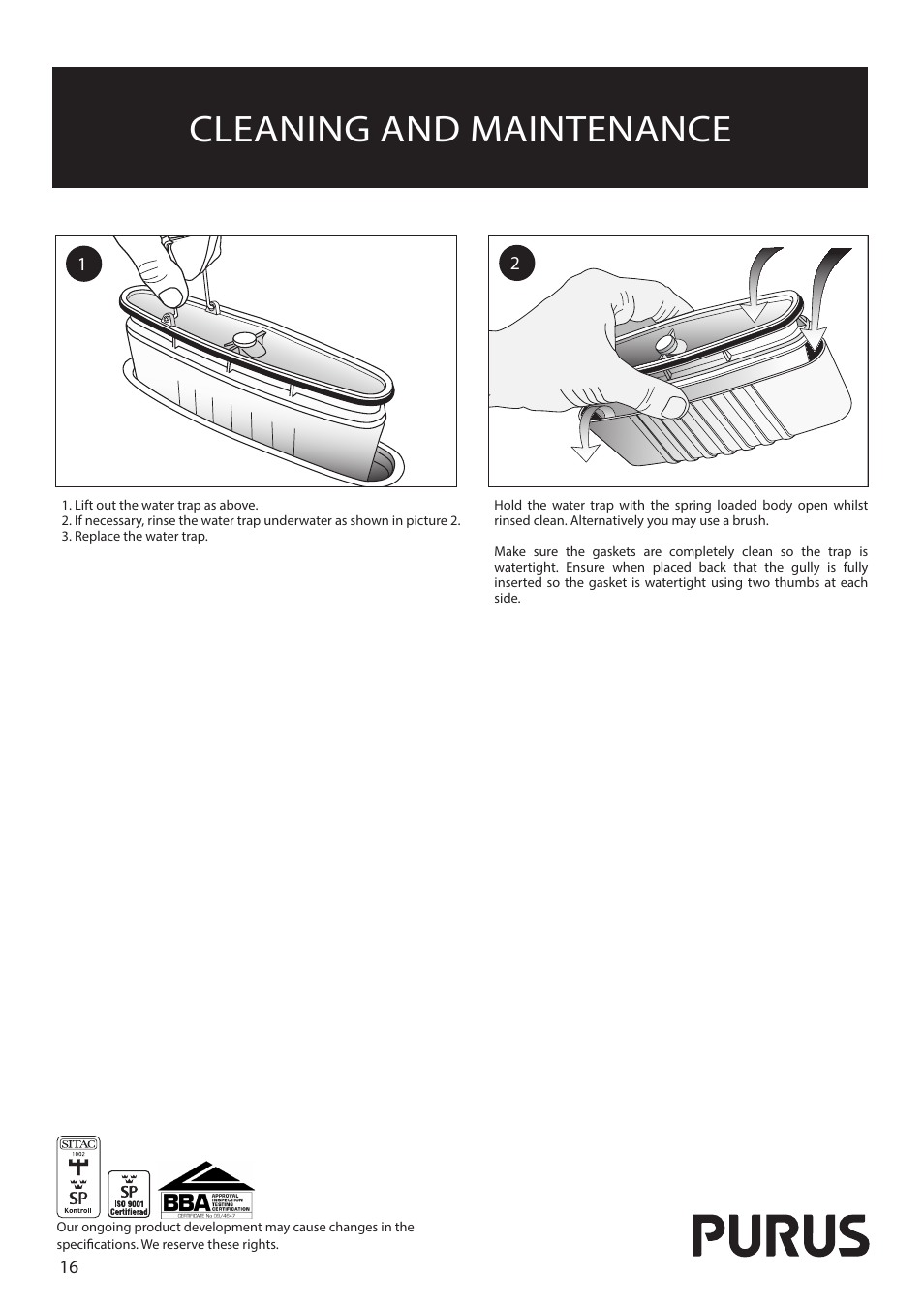 Cleaning and maintenance | Purus Living 800 - Drop/Twist Grate User Manual | Page 16 / 16