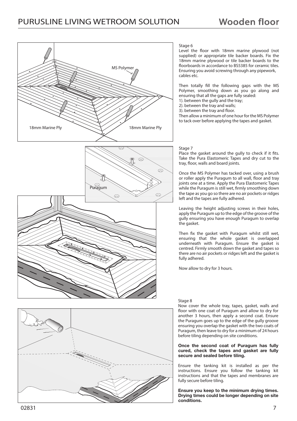 Wooden floor, Purusline living wetroom solution | Purus Living 800 - Drop/Twist Grate User Manual | Page 7 / 16