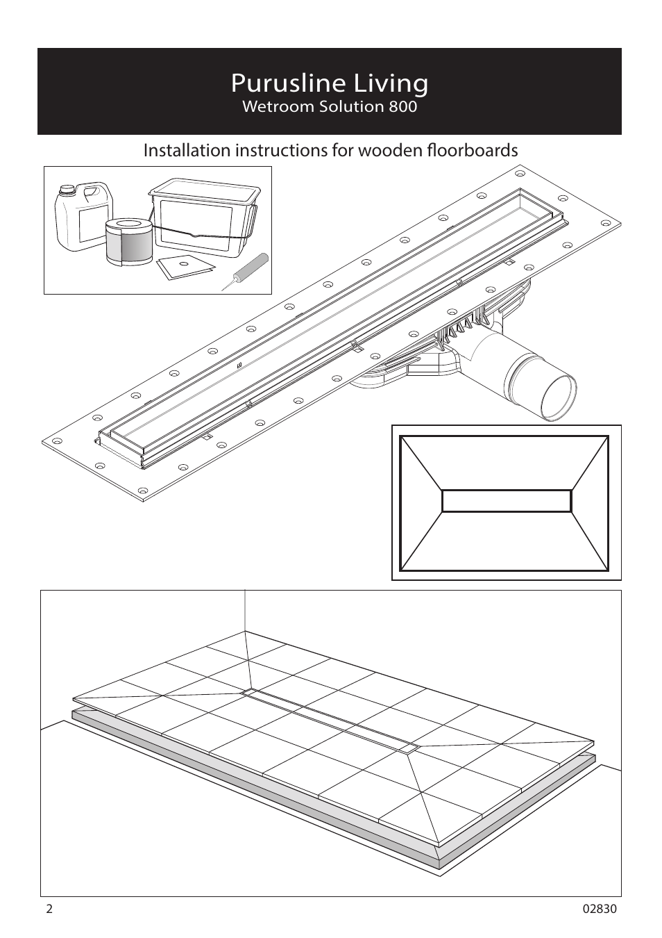 Purusline living, Installation instructions for wooden floorboards, Wetroom solution 800 | Purus Living 800 - Tile Insert Grate User Manual | Page 2 / 16