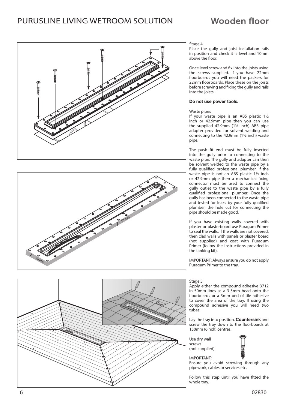 Wooden floor, Purusline living wetroom solution | Purus Living 800 - Tile Insert Grate User Manual | Page 6 / 16