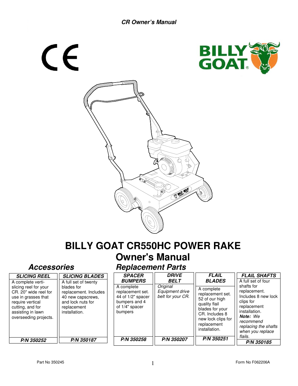 Billy Goat CR550HC User Manual | 16 pages