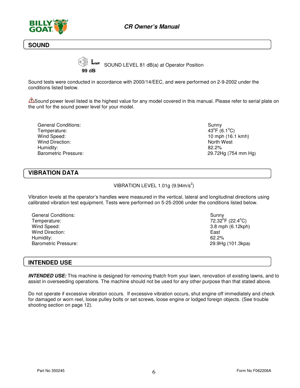 Billy Goat CR550HC User Manual | Page 6 / 16