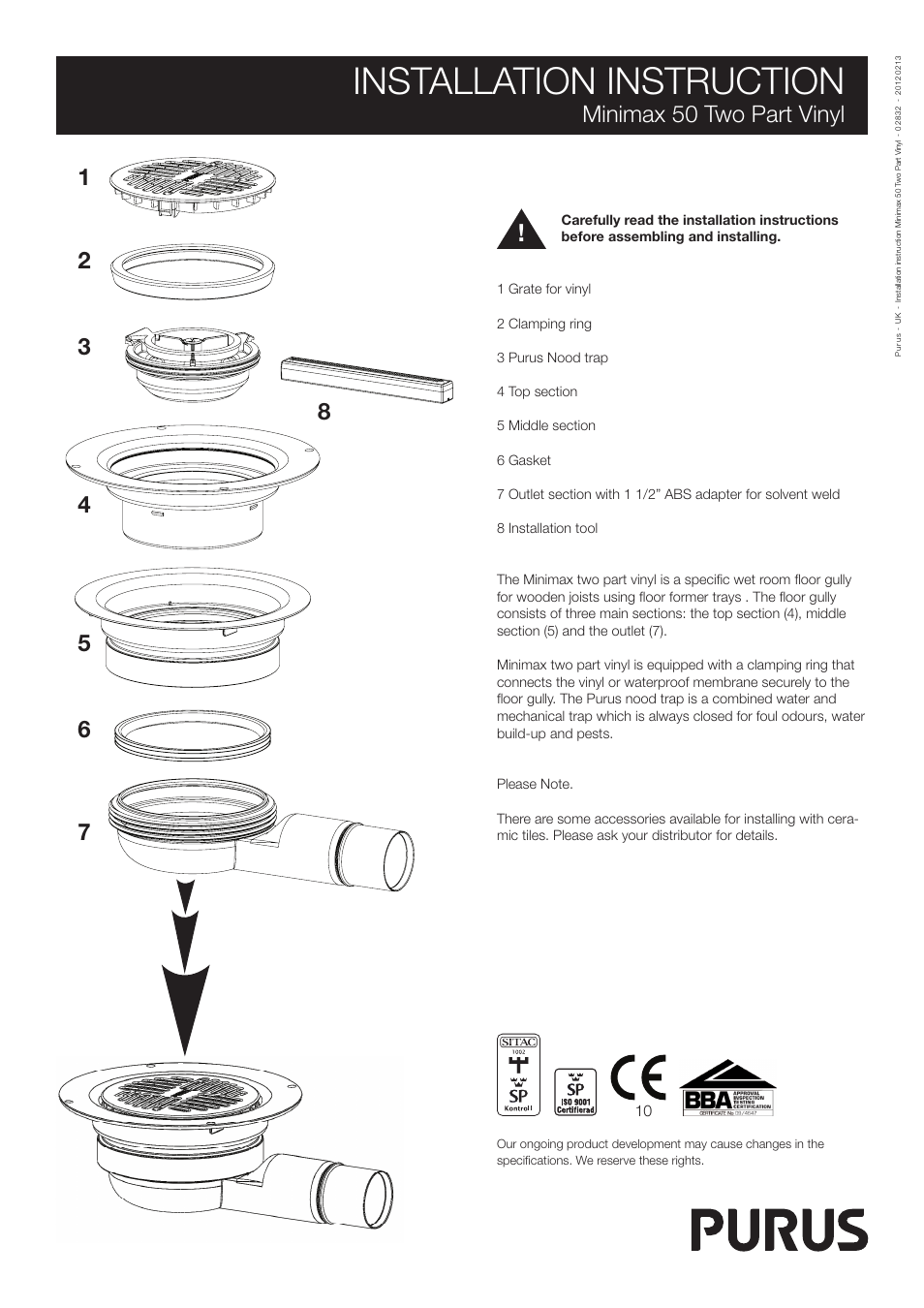 Purus Minimax Two Part-Vinyl User Manual | 4 pages