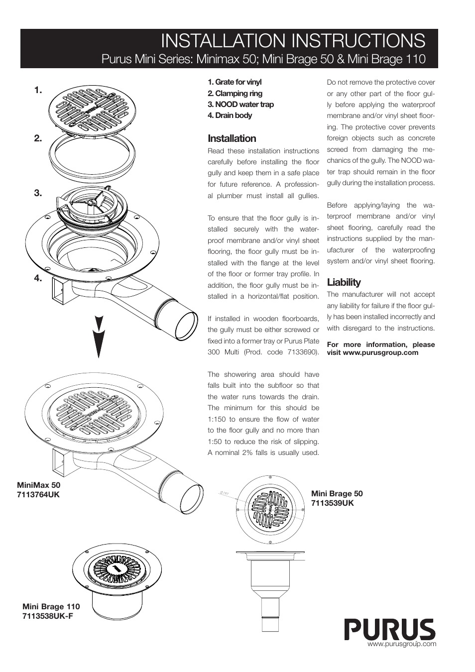 Purus Mini Brage 110 User Manual | 4 pages