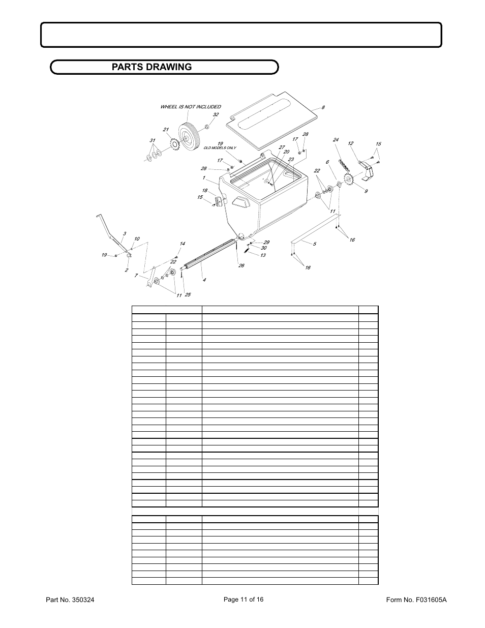 Power rake seeder box kit, Parts drawing | Billy Goat PR550 User Manual | Page 11 / 16