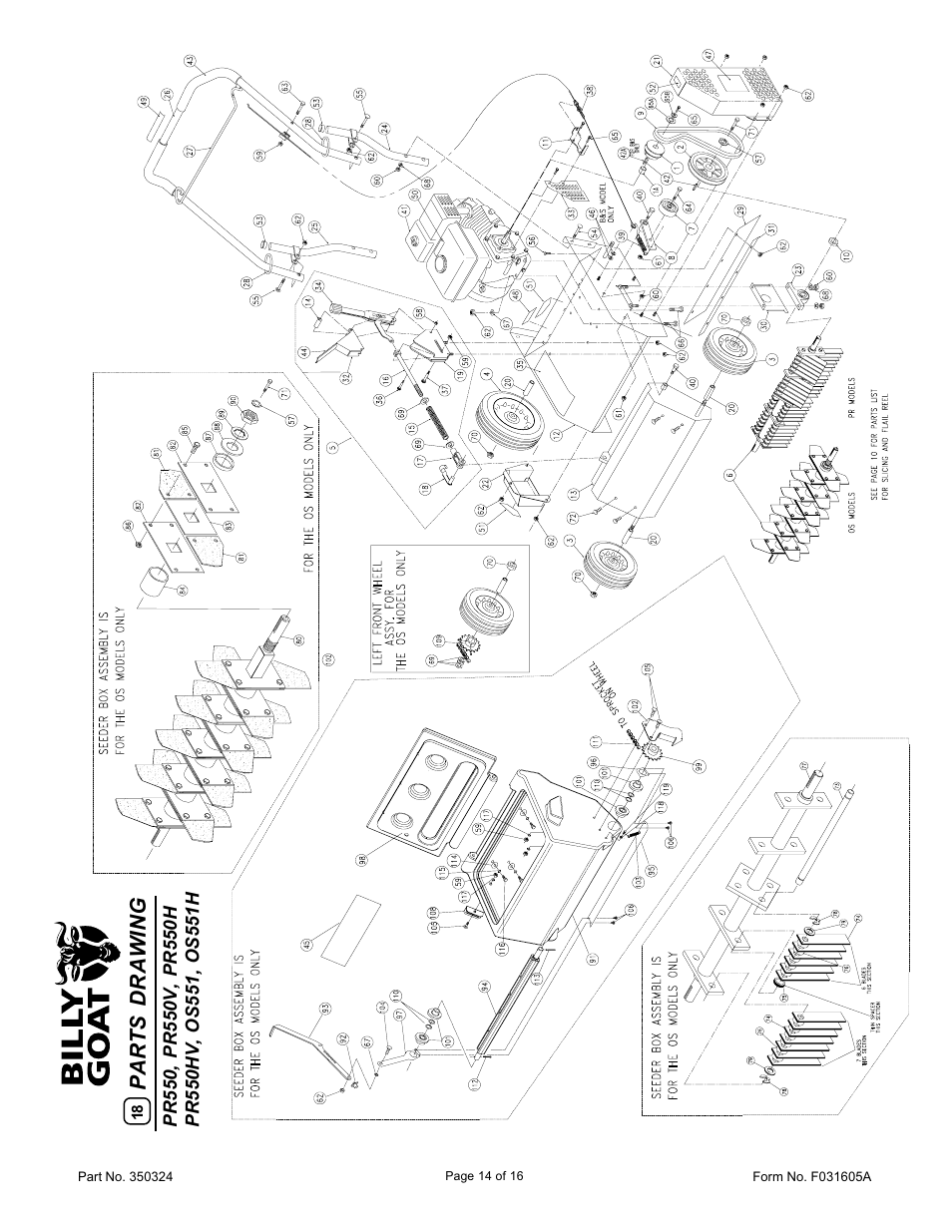 Parts drawing | Billy Goat PR550 User Manual | Page 14 / 16